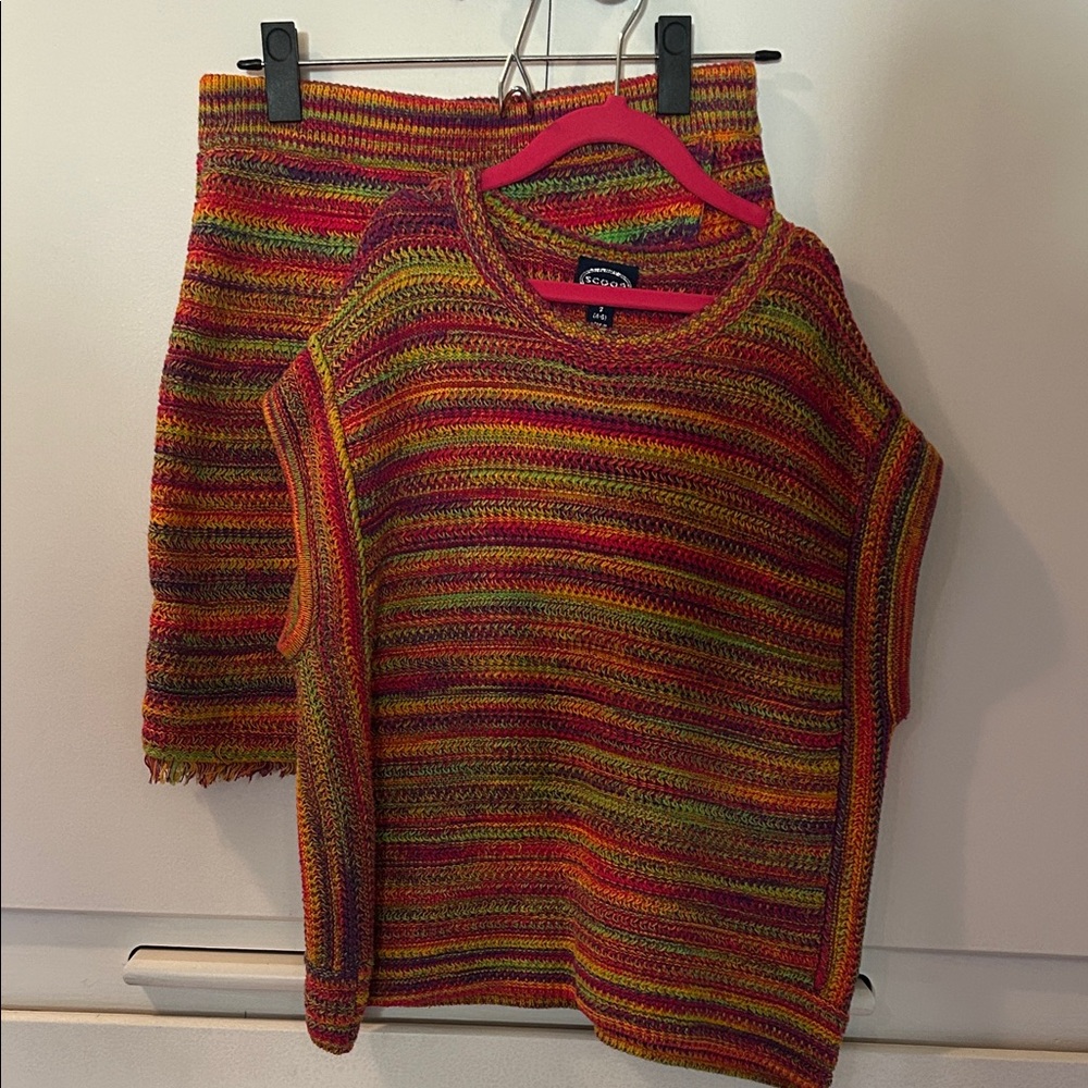 Multicolor Knited Y2K Skirt Set